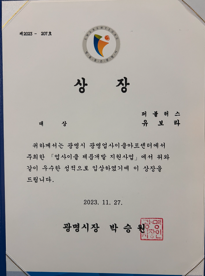 문체부장관표창